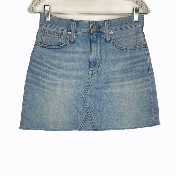 Madewell Rigid Denim‎ A-Line Mini Skirt Size 26 Light Blue - Picture 2 of 10